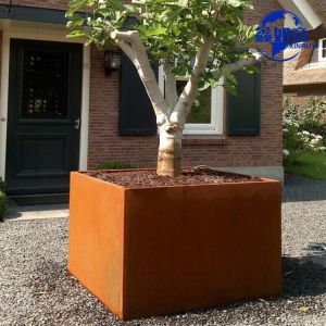 Modern Style Rusty Square Metal Garden Planter Pots/ Factory Wholesale Flower Pot