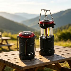 Mini Stretch COB LED Camping Lantern with Magnet and Red Strobe Warning Light for Outdoor Camping