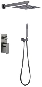 Bathrooms Wall Mounted Concealed Shower Mixer Set Brushed Gun Metal