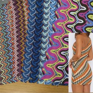 Wy Shiny Metallic Large Wave Jacquard Fabric 120GSM 100% Polyester Warp Knitted Stretch Popular for Sportswear Clothing
