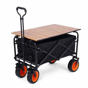 Heavy Duty Collapsible Folding Wagon with Big Wheels Utility Beach Wagon Cart