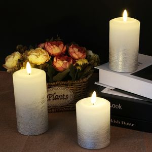 Silver Gray Gradient LED Candles with Remote and Timer, Real Wax Flameless Flickering Candles for Home Dé Cor, Battery Operated