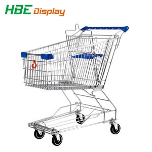Asian Type Supermarket Shopping Trolley with Swivel Wheels