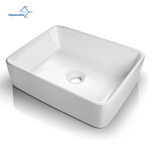 Rectangle Bathroom Sink Above Counter Bathroom Sink White Porcelain Ceramic Vessel Vanity Sink Basin