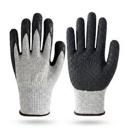 Lx-D131 13 Gauge Cut Resistant Safety Gloves Crinkle Latex Coated Anti Cut Anti Slip Protective Work Gloves