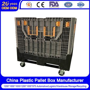 66 Kg Heavy Duty Foldable and Stackable Large Plastic Pallet Container for Auto Part Industry