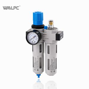 Waalpc 1/8" 1/4" 1/2" 5um 40um Air Source Treatments Pneumatic Frl Air Filter Regulator Lubricator Compressed 3 Combination Maintenance Units for Compressed Air