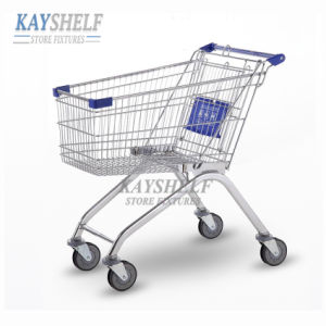 European Style Chrome Powder Coated Shopping Trolley Cart for Supermarket