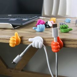 Cute Thumb Shape Cable Clips, Self-Adhesive Cable Organizer for Desk Management