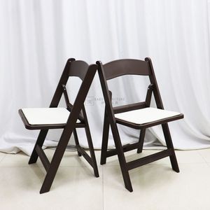 Garden Chairs for Outdoor Yard Stackable Plastic Resin PP Banquet Wedding Event Party Dining White Cushion Brown Folding Chairs