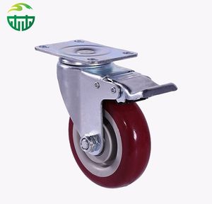 Red Medium-Duty PVC Casters – Solid Polyurethane Wheels for Furniture and Carts, Color Customizable