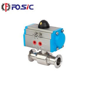 Food Grade Hygienic Sanitary Stainless Steel Tri Clamp Pneumatic Actuator Control Sanitary Direct Way Ball Valve