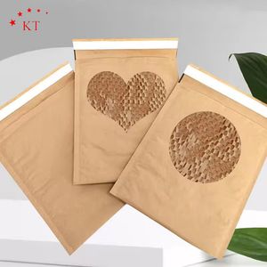 Custom Logo Brown Printed Compostable Mailers Wrapping Kraft Honeycomb Mailer Paper Bubble Envelopes Bag