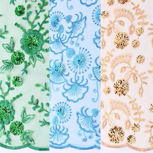 African Embroidery Net Lace Tulle Sequins Lace Fabrics for Girl Dress