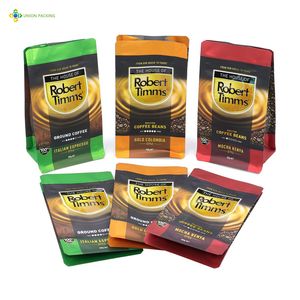 Flat Bottom Zipper Pouch for Coffee Packaging Mylar Bags with Valve