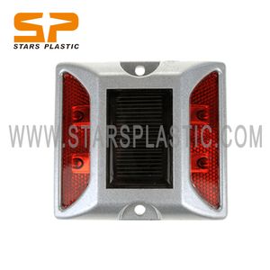 Aluminum Reflective Solar Road Stud Red Flashing Light Cat Eyes