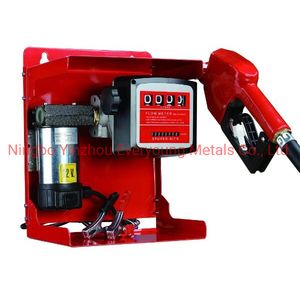 Diesel Fuel Transfer Dispenser Pump Kit with Flow Meter Automatic Gun and Rubber Hose Fixed Refueling Set