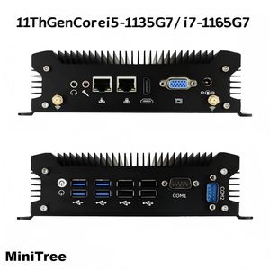 Industrial Fanless Mini Computer Core I7 1165g7 I5 1135g7 2 COM RS232 Dual LAN VGA HDMI Embedded Box PC