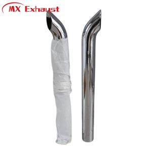 Universal 5''*60'' Curved Top Exhaust Stack Pipe Stainless Steel Mirror Polish