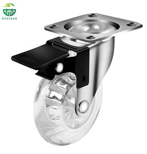 Transparent PU Swivel Caster Wheels – 1.5/2/3 Inch Furniture Rodizio