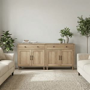 Modern Farmhouse Buffet Cabinet Wood Kitchen Storage Cabinet Solid Wood Sideboard