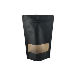 Free Sample Clear Window Clinder Doypack Black Sachet Kraft Paper Bag Doypack