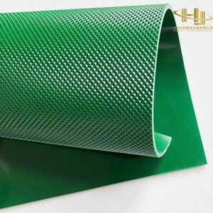 Green PVC Diamond Top Anti-Slip Conveyor Belt for Airport Baggage Handling and Logistics Transport Systems with High Durability and Reliable Performance