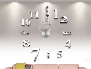 Decor Sticker Mirror Frameless Large Clock Kit Office Decoration 3D DIY Wall Clock