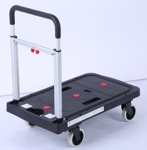 150kg 300kg Load Industrial Plastic Heavy Duty Foldable Platform Hand Trolley Truck