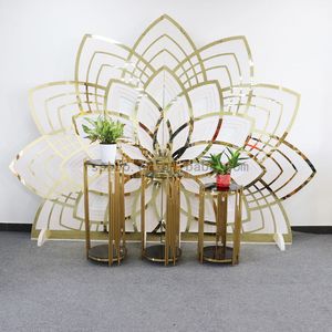 Hotel Furniture Gold Banquet Chiavari Wedding Stainless Steel Leather Dining Table