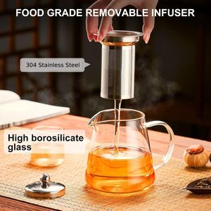 Heat Resistant Glass Teapot Stainless Steel Filter Glass Tea Set