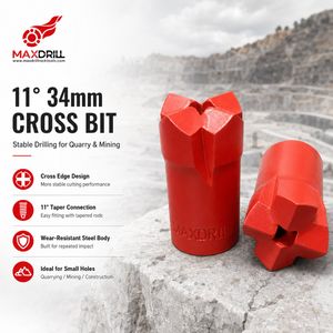 11° 34mm Tapered Cross Bit Rock Drill Bit for Blust Furnace Drilling
