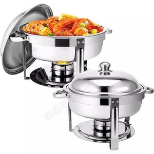 Tableware 4.5L/6L Stainless Steel Food Insulation Pot with Hanging Lid Hotel Restaurant Buffet Alcoholstove Chafing Dish Buffet