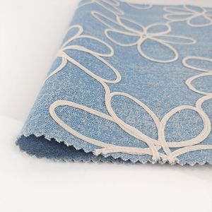 Cotton/Spandex Embroidered Denim - Washable Stretch Twill with All-Over Embroidery