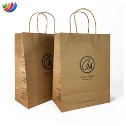 Free Sample Custom Logo Brown Kraft Paper Bag Shopping Gift Paper Bag