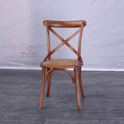 Wholesale Cross Back Chair Farmhouse Stackable Chairs Solid Wood Cross Back Dining Chair for Wedding
