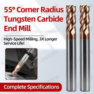 Tungsten Steel End Mill, 55-Degree Extended Straight Shank CNC Drill Bit