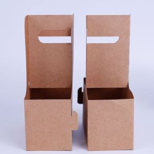 Disposable Take Away Sugarcane Bagasse 2PC Paper Cup Holder to Go Cup Carrier for Coffee Cup