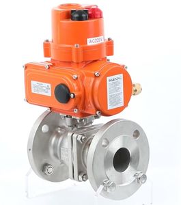 2 Way Stainless Steel PTFE Flanged Connection Electric Motorized Actuator Ball Valve