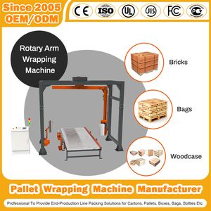 Top Push/Press Wrapping Machine Manufacturer Automatic Strapping Packaging Pallet Stretch Inline Rotary Arm Wrapping Machine for Ton Bag/Wooden Case/Carton/Bag