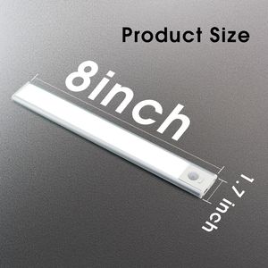 8inch Rechargeable Motion Sensor Closet Dimmable Indoor Magnetic Cabinet Light Battery Operated