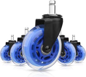 3 Inch Ergonomic Blue Half Transparent Chair Caster PU Caster Wheel