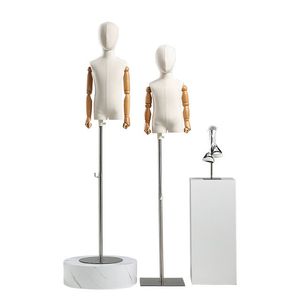 Adjustable Height Fabric Covered Child Mannequin with Wood Arms