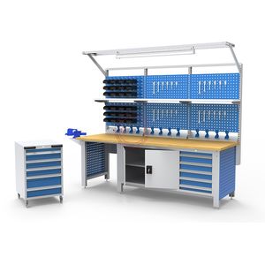 Customized Heavy Duty Steel Modular Workbench for Manufacturing & Industrial &Lab Workplaces High-Quality Heavy Duty Workbench with Steel Frame for Tool Storage