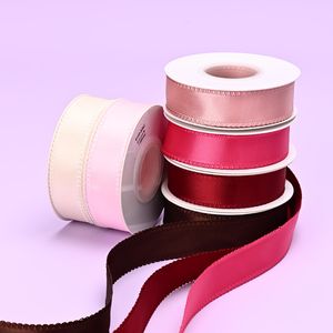 Custom Width Solid Color Double Faced Loop Edged Satin Ribbon for Gift Wrapping and Decoration