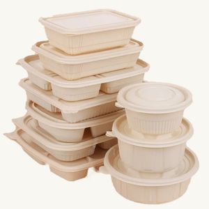 Disposable Eco-Friendly Biodegradable Fast Food Packaging Takeaway 5 Compartment Food Tray Lunch Meal Catering Box with Lid