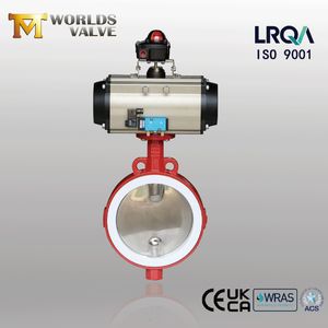Pneumatic Actuator PTFE Liner Butterfly Valve with Polishing Disc