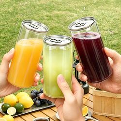 Disposable Plastic Can Sealer Cups with Aluminum Lids Leak Proof Pet Juice Bottles with Caps Compatible with Can Sealing Machine
