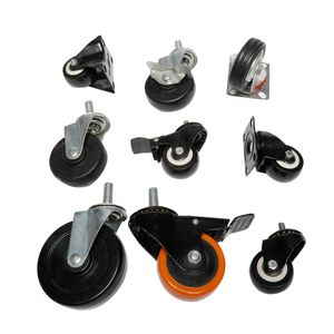 China Supplier High Quality Factory Price 7186 50mm M8 Steel Caster with Brake and Rubber Roller Office Chair Caster for Aluminium Convoyer/Shelf/Assembly Line