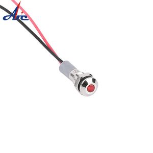 6mm Flat Thread Metal Panel Signal Pilot 12V/24V/220V LED Indicator Light